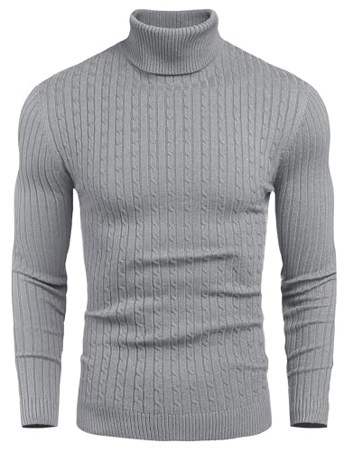 COOFANDY Rollkragen Herren Pullover Slim fit Langarmshirt Feinstrick...