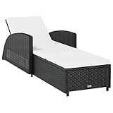 vidaxl lettino prendisole con cuscino bianco crema in polyrattan nero