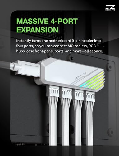 Hub interne USB 2.0 à 9 broches avec alimentation SATA et support magnétique amovible pour boîtier PC - 3