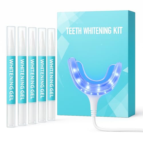 Shynova Apparecchio sbiancamento dentale LED – Kit dentale con punta luce blu e penne gel per denti bianchi – sbiancante denti per uso domestico