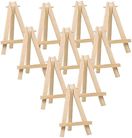 6 Inch (Set of 10) Mini Wooden Easel Stand Adjustable Small Tabletop Easels for Art Painting Artist Students Kids and Displaying Photos