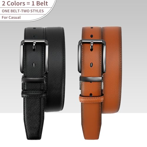 Image of DOOPAI Reversible Leather Belt for Men 1.25 inch - Dual Sided Dress and Casual Belt, Trim to Fit, 2 Styles in One Belt