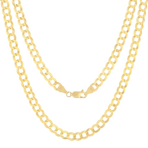 Nuragold 14k Real Yellow Gold Solid Cuban Curb Link 6mm Chain