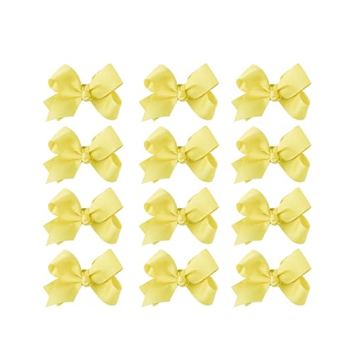 Image of Small Solid Bow for Girls - Set of 12 (Pale Yellow)