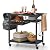 HAPPYGRILL Outdoor Grill Cart, Movable BBQ Pizza Oven Stand w/Lockable Wheels, Grill Tables for Outside w/Garbage Bag Holder, Removable Hooks, Portable Cooking Prep Table for Kitchen BBQ Party