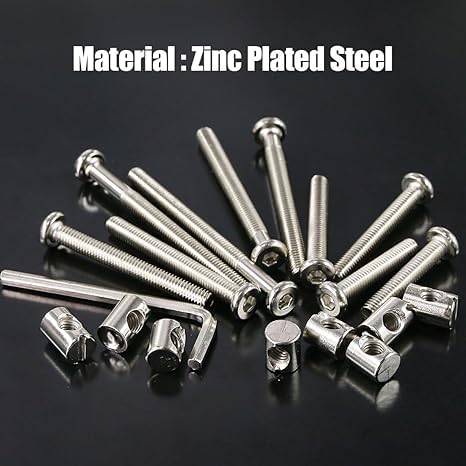 M6 x 60mm Furniture Bolt & Barrel Nut for the Assembly of Cots Beds Furniture Barrel Screws Bolt Nuts Hex Drive Socket Cap Furniture Cot Bed Bolt Allen Head With Barrel Nut (Pack of 12) - Image 3