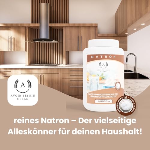 Natron Pulver 1kg Lebensmittelqualität E500ii | Natriumbicarbonat Backsoda Backpulver Backing Soda Natriumhydrogencarbonat | zum Putzen Reinigen rein Premium Qualität