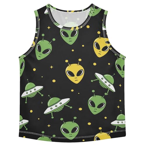 J JOYSAY Aliens Spaceships Dots Boys Tank Top Sleeveless Muscle Shirts Quick Dry Active Workout Sport Kids T-Shirts 3-15T