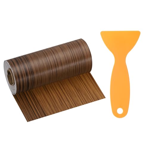 Image of HARFINGTON Wood Grain Repair Tape 4 Inch x 33ft Self Adhesive Repair Patch Tape Simulated Wooden Floor Tapes with Plastic Scraper for Tables Doors Windows Furniture, Light Brown Wood