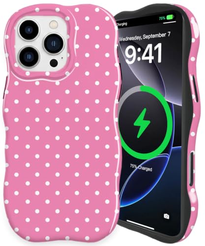 Coque iPhone 15 Pro Max antichoc rose pois protection MagSafe rigide TPU
