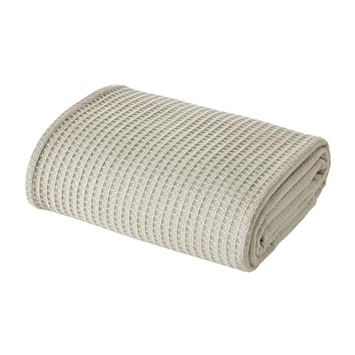 Image of Modern Threads 100% Cotton Waffle Thermal Blanket, Oatmeal, Twin /Twin XL