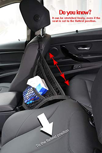 AMEIQ 3-Layer Car Mesh Organizer, Seat Back Net Bag, Barrier of Backseat Pet Kids, Cargo Tissue Purse Holder, Driver Storage Netting Pouch - Thumbnail 6