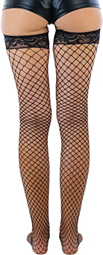 Image of ToBeInStyle Women's Vibrant Large Net Fishnet Thigh High Elastic Nylon Novelty Stockings