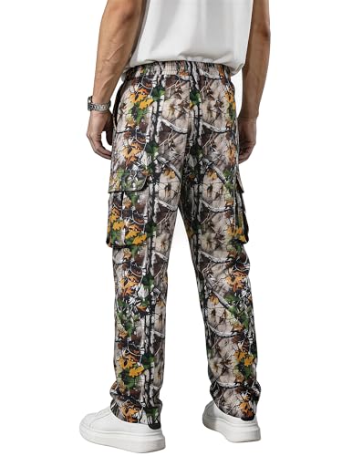 Image of Comdecevis Men's Casual Cargo Pants Workout Joggers Stretch Sweatpants Hiking Drawstring Tactical Pants with Multi Pockets