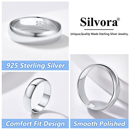 Image of Wedding Band Rings for Male Women Sterling Silver Sturdy Polished Finger Ring Bands