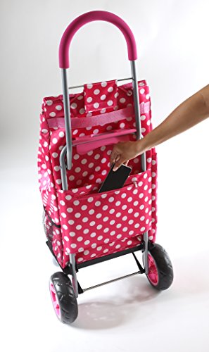 Image of dbest products Trolley Dolly Shopping Grocery Foldable Cart Storage Mom, Pink Polka Dot