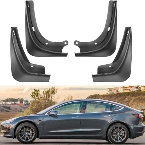 BASENOR 2017-2023 Tesla Model 3 Schmutzfänger Spritzschutz Kotflügel Kein Bohren Kein Klebeband Schmutzfänger Allwetterschutz Kotflügel für Model 3 Außenzubehör (4er Set)