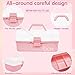 TERGOO 12in 3-Layer Plastic Craft Organizers and Storage, Portable Folding Tackle Box with Handle & Adjustable Dividers, Multipurpose Case for Sewing, Art Supplies, Medicine, Tools (White Pink)