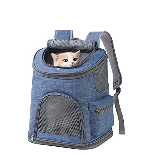 Hanjo Pets Small Pet Backpack Carrier - Cat Backpack Carrier Airline Approved - Pet Carrier Backpack For Small Dogs, Rabbits Up To 14Lbs, Scratchproof Mesh Puppy Backpack For Cats, Escape-Proof Zipper #TOP7