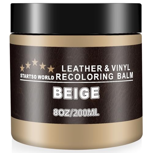 STARTSO WORLD Kit de Reparación de Cuero 200Ml Beige - para Muebles, Sofás y Asientos de Coche | Tinte y Pintura para Restaurar y Reparar Cuero Descolorido y Rayado
