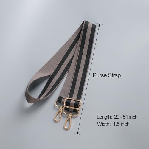 Image of chushui Wide Bag Strap Replacement Crossbody Shoulder Strap Adjustable, Classic Striped Preppy Vertical Stripe Woven with Gold Hardware 29-51 Inches for Purses Handbags Totes