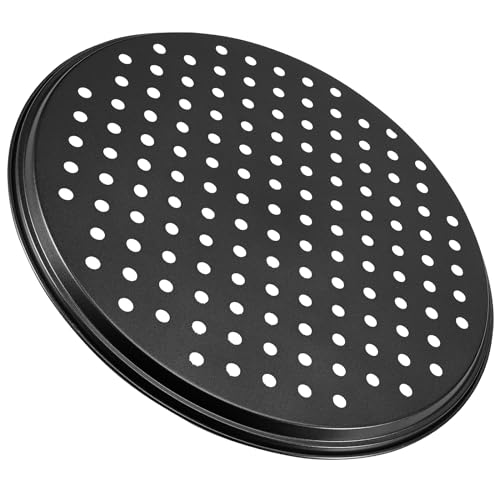 MOUYAT Set of 2 Non-Stick 12 Inch Pizza Trays, 32cm x 1.5cm Carbon Steel Baking Pans with Holes, Dishwasher and Oven Safe - Image 5