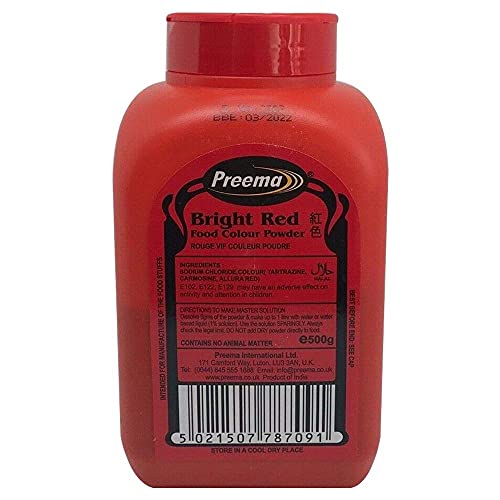 Bright RED Preema Food Colour Powder Tubs 500g Cake Decoration