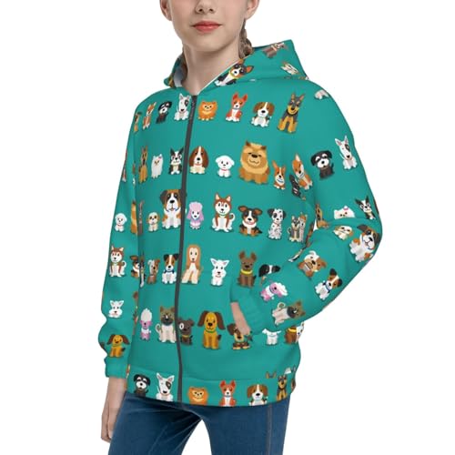 Cartoon Dogs Kid Hoodies Boys Zip Up Sweatshirts Girls Pullover with Pocket