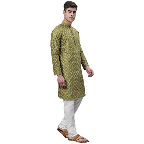 Image of SOJANYA (Since 1958 Men's Silk Blend Kurta Pyjama Set | Multi Embroidered Traditional Ethnic Wear for Navratri, Garba, Puja & Wedding