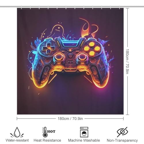 Rideau de douche rideaux douche lavable imperméable polyester 183x183cm gamer