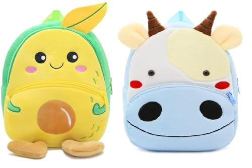 Image of blue tree Cute Boy's and Girl's Plush Bag Medium Quality Full Embroidery Designs Mini Travel Backpack Mango (Mango-Cow)