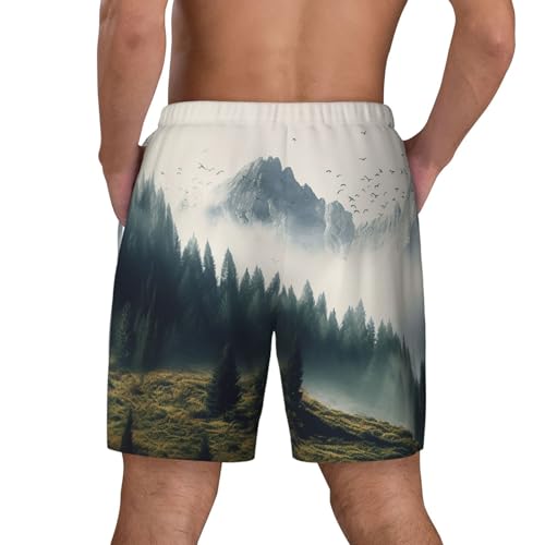 Men's Swim Trunks Quick Dry Board Shorts Landscape Mountain Beach Shorts with Pocket Bathing Suits for Men3