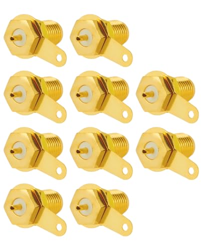 Vecys 10 PCS SMA Female Connectors SMA Coaxial Panel Mount Connector with Bulkhead Nut and Solder Cup Terminal - Image 3