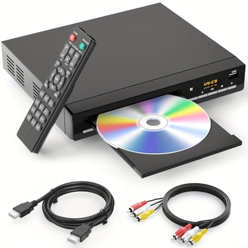 EffiFish Lecteur DVD de région pour Smart TV, mise à l'échelle 1080p et sortie RCA, prise en charge multimédia USB pour VCD MP3 WMA Home Cinéma