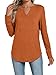 MK Shop Limited Womens Long Sleeve Shirts Casual Notch V Neck Layer Basic Tees Cute T-Shirt Dressy Tunic Tops Spring Fall Fashion Outfits 2026 Brown