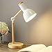 Mengjay Nordic nowoczesna, kreatywna lampa stołowa, do sypialni, na stolik nocny, dla dzieci, do biura, ochrona oczu, regulowana, E27, drewno, metal, lampka nocna (biała)