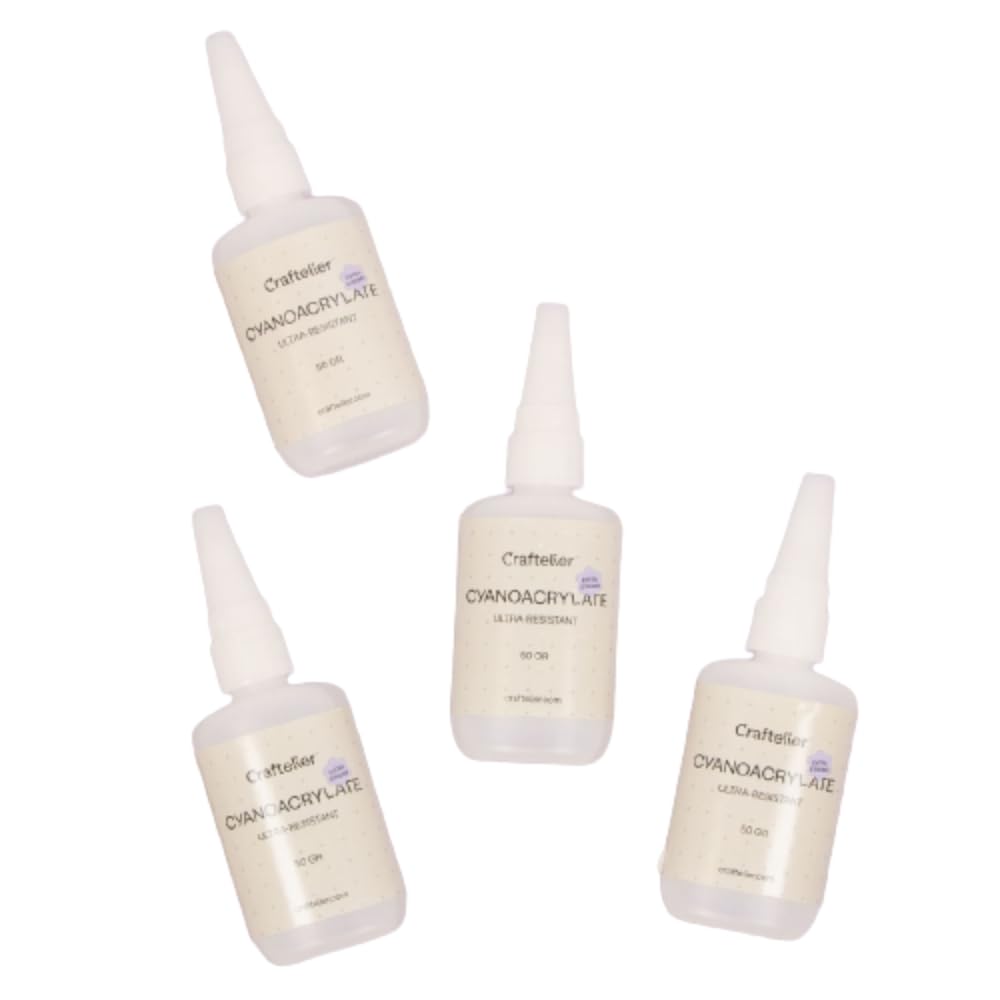 Craftelier - Set 12 Adhesivos de Cianoacrilato con Boquilla de Precisión para Múltiples Materiales| Secado Transparente, Rápido y Resistente | Superficies Difíciles | Cantidad 50 gr. cada Bote