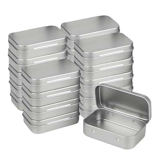 Forever bene Boîte Métal Rectangulaire à Charnière (9,5x6x2,2cm) - Petite Boite Fer Blanc pour Rangement EDC, Vis, Perles et Atelier, Mini Tin Box...