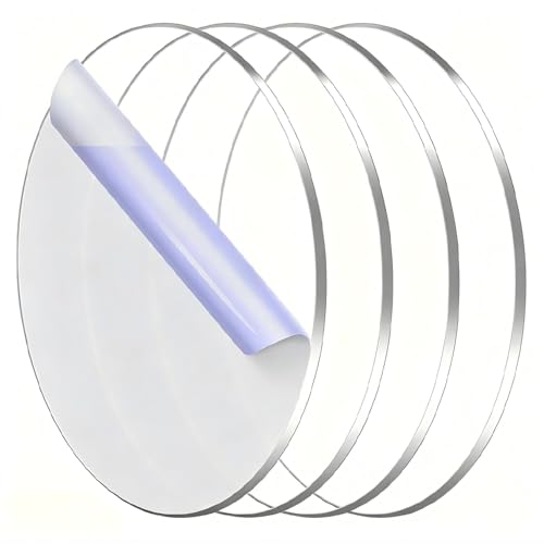 Image of 4 Pack Clear Acrylic Round Discs, 8 Inch Diameter, 4mm Thick | Blank Cake Stand Circles Sheet DIY Craft Laser Engraving Painting Decoration