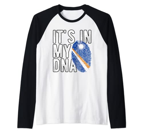 Funny it's in my DNA Marshall-Islands flag Fingerprint Camiseta Manga Raglan