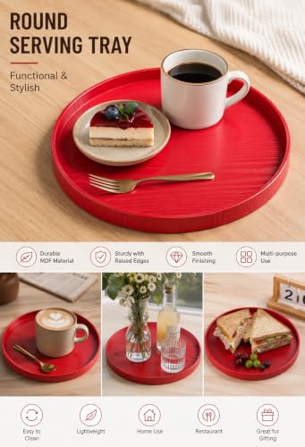 Plateau de service rouge en MDF de qualité supérieure pour restaurant - 5