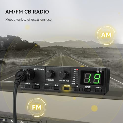 Image of Retevis MB2 40-Channel AM /FM CB Radio Kit, Long Range Radio with Antenna for Trucker Stop, Emergency Channel 9 /19, VOX, Easy to Use, with Cigarette Lighter Fixed-Mount