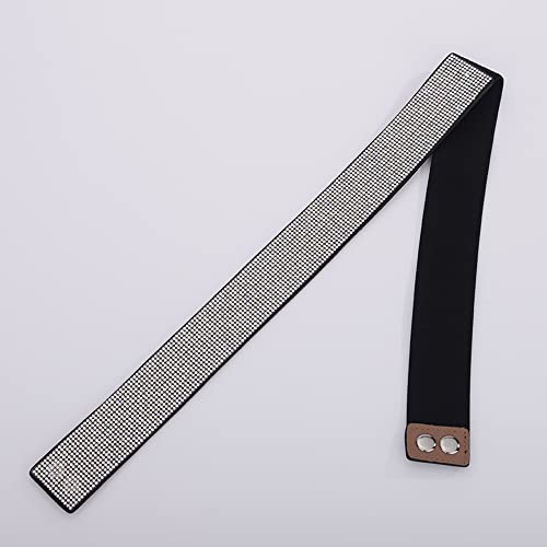 Jumwrit Rhinestone Pu Leather Belt Stretchy Shiny Crystal Waist Belt Bling Elastic Wide Cinch Sparkle Party Dress Belt for Women and Girls(Style 9)4