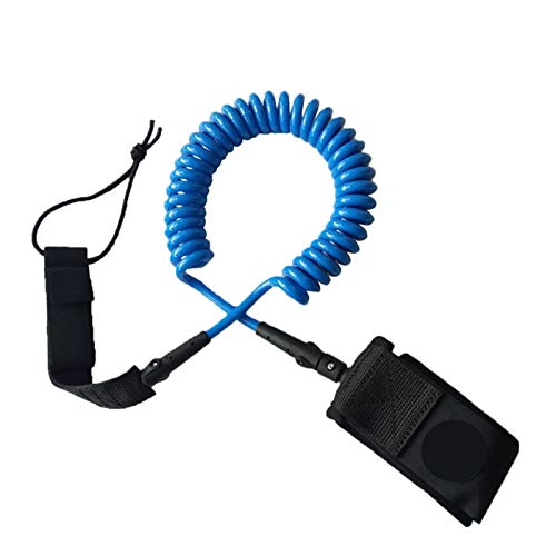 12ft Surfboard Leash Coiled Paddle Board Leash 8MM SUP Surfing Leg Rope(Blue)