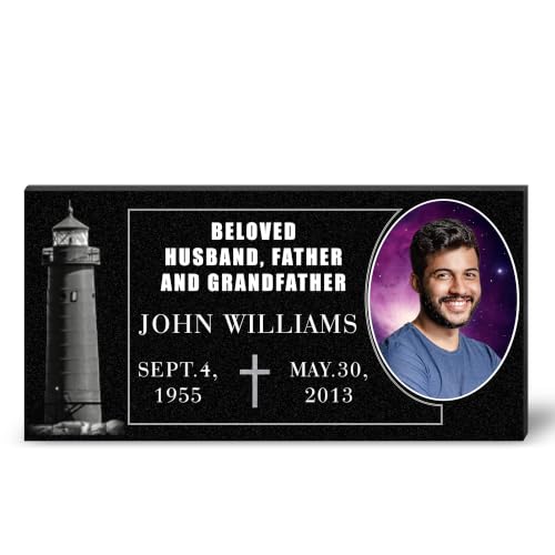Image of ADFSTONE Granite Memorial Plaque, Laser Engraved Grave Marker for Cemetery & Memorial Garden, Weather Resistant Bereavement Gift for Deceased Family & Pets, Durable Outdoor Headstone Decor