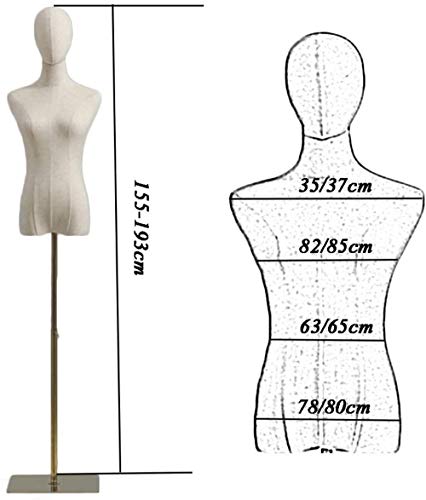 Maniquí de sastrería femenino regulable de lino con trípode estable 4