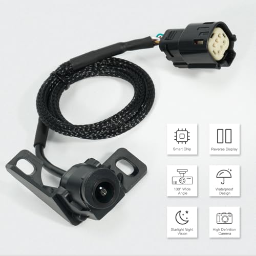 Image of Backup Camera with Wiring Harness 9C3Z-19G490-E Fits for Ford F250 F350 F450 F550 Super Duty Pickup, 2008-2012 TailgateRearview Camera, 9C3T-19G490-BD, 9C3Z19G490E, 9C3T19G490BD