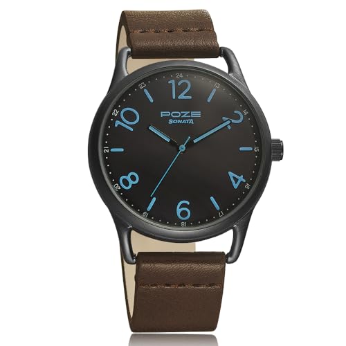 Sonata Poze Quartz Analog Black Dial PU Leather Strap Watch for Men-SP70014QL01W (B0CT5RRNJX) Amazon Price History, Amazon Price Tracker
