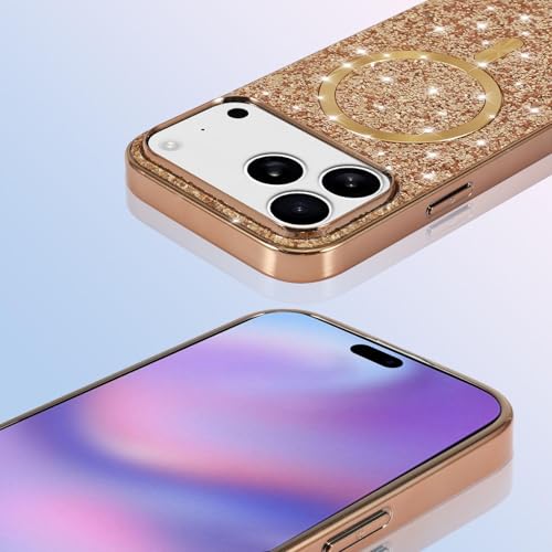 Étui magnétique à paillettes iPhone 17 Pro Max orange mince - 4
