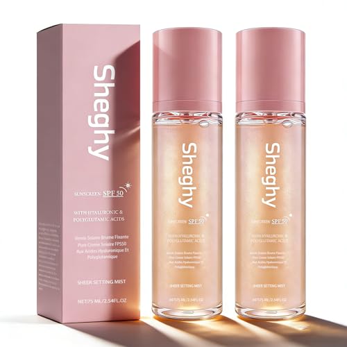 Sheghy Sunglaze Sheer Setting Mist Sunscreen SPF 50 Broad Spectrum Shimmering Body Oil Mist Hydrating Makeup-Friendly Glow Spray Reef-Safe Non-Greasy & Fast-Absorbing for Face & Body (2)